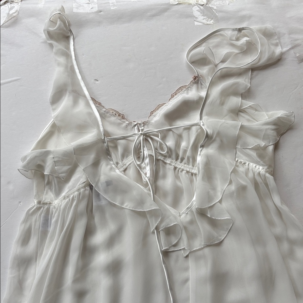 Vintage Y2K Princess Slip Dress White Renaissance Girly 90 L New Fairy Romantic - Picture 13 of 16
